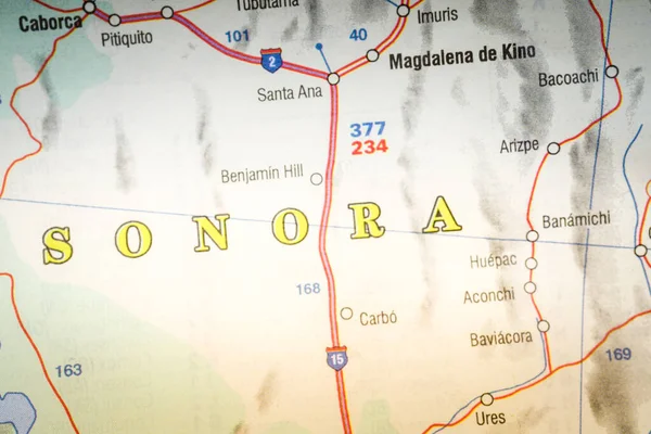 Sonora México Mapa Fondo Viaje — Foto de Stock