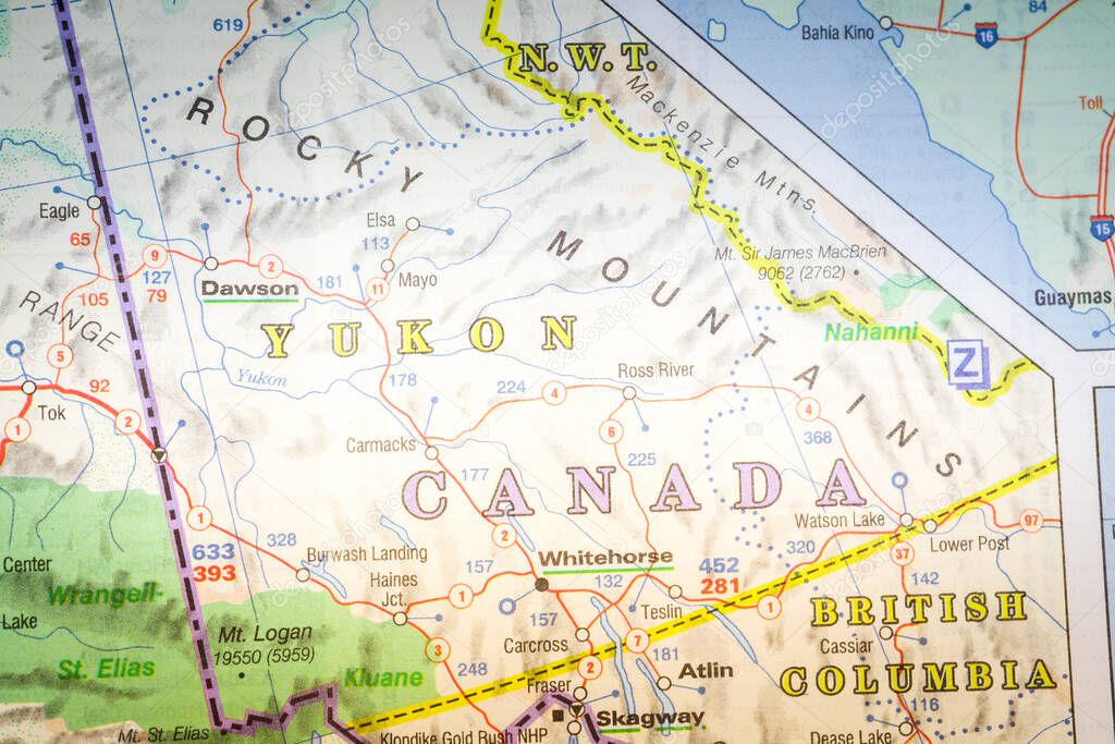 Yukon on Canada map background