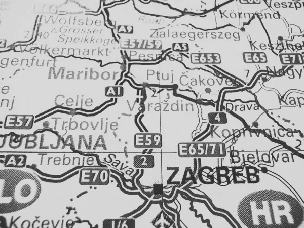 Загреб Дорожной Карте Европы — стоковое фото