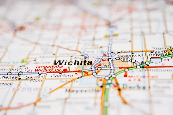 Wichita Usa Mapa Fondo Viaje —  Fotos de Stock