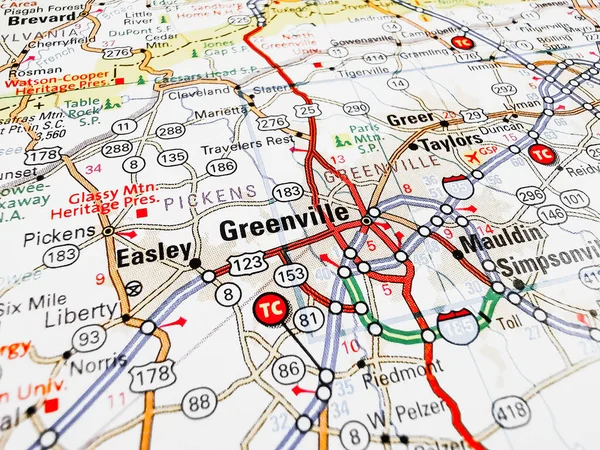 Greenville Auf Der Karte Der Usa — Stockfoto