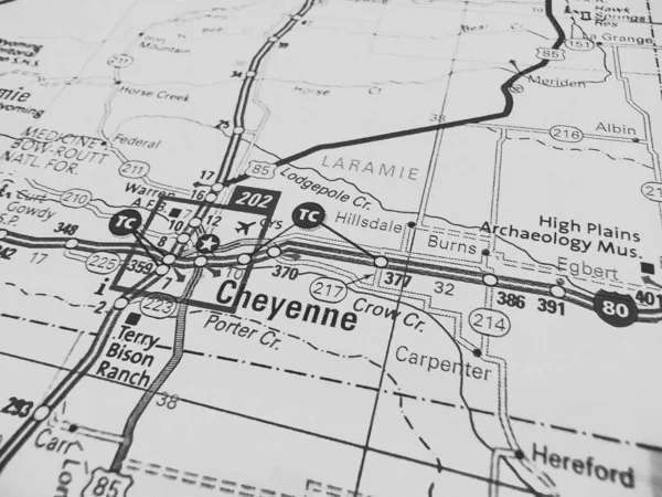 Cheyenne Usa Térképen — Stock Fotó