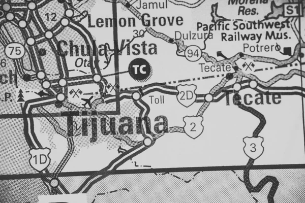 Tijuana Usa Map Travel Background — Stockfoto