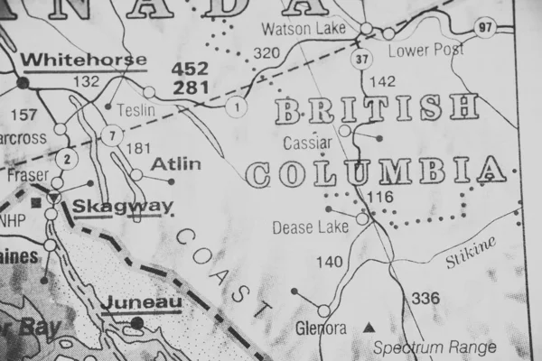 カナダのブリティッシュコロンビア州地図背景 — ストック写真