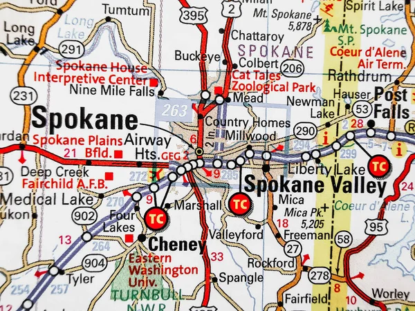 Spokane Mapie Usa — Zdjęcie stockowe