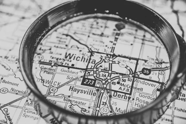 Wichita Usa Mapa Fondo Viaje —  Fotos de Stock