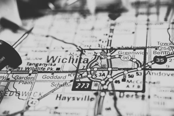 Wichita Usa Mapa Fondo Viaje —  Fotos de Stock