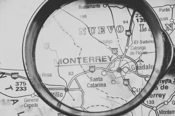 Monterrey Kaart Reisachtergrond Verenigde Staten — Stockfoto