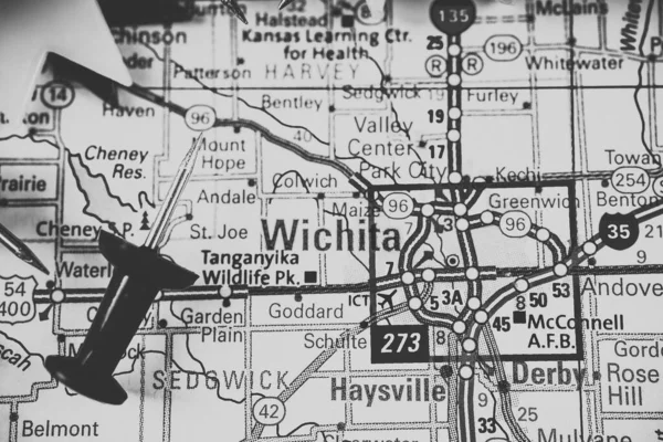 Wichita Usa Χάρτη Ταξιδιωτικό Υπόβαθρο — Φωτογραφία Αρχείου