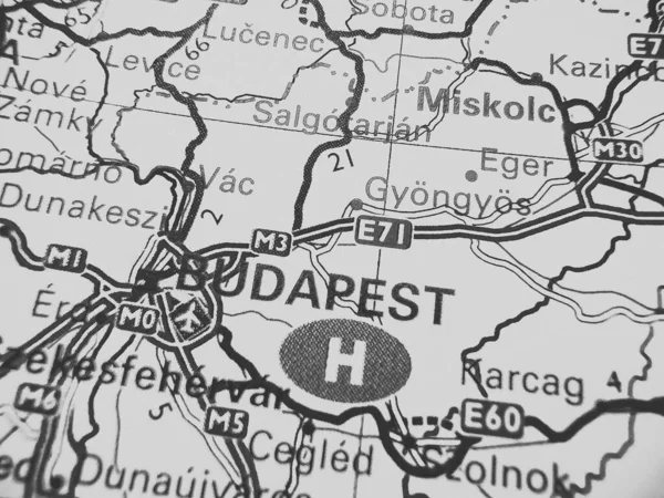 Budapešť Mapě Evropy — Stock fotografie