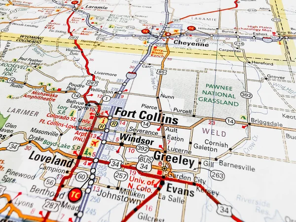 Fort Collins Usa Karte Hintergrund — Stockfoto