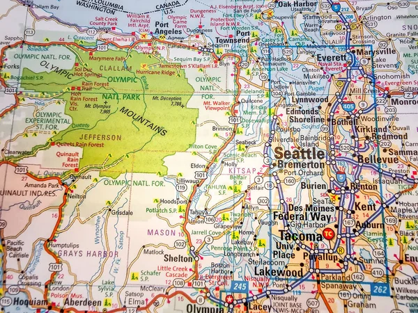 Seattle Kaart Van — Stockfoto