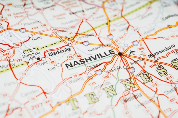 Nashville on usa map background