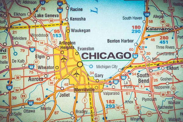 Chicago Mapě — Stock fotografie