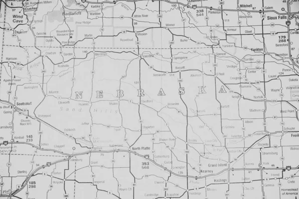 地図上のネブラスカ州 — ストック写真