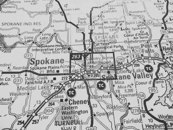 Spokane Mapie Usa — Zdjęcie stockowe