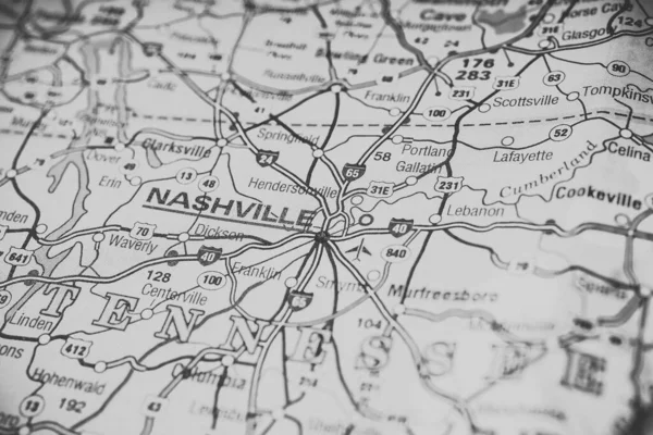 Nashville Pozadí Mapy Usa — Stock fotografie