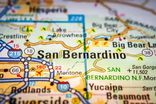 San Bernardino Usa Térkép Utazási Háttér — Stock Fotó