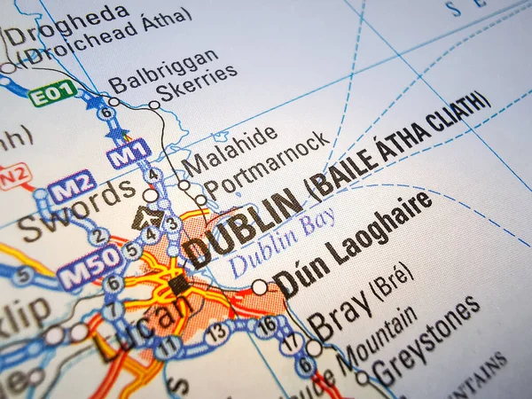 Dublin Auf Einer Europäischen Straßenkarte — Stockfoto