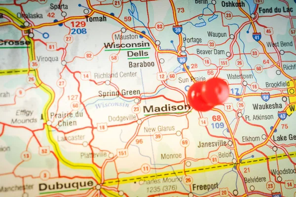 地图上的麦迪逊 — 图库照片