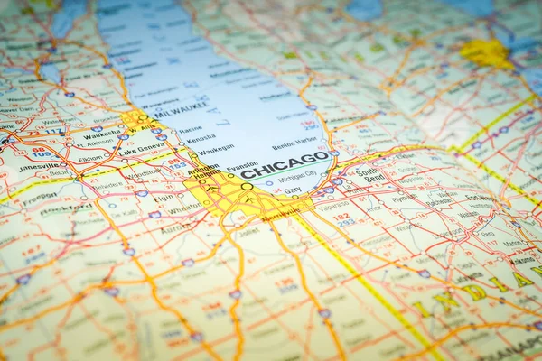 Chicago Auf Der Karte — Stockfoto