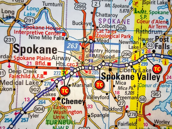 Spokane Estados Unidos Mapa — Foto de Stock