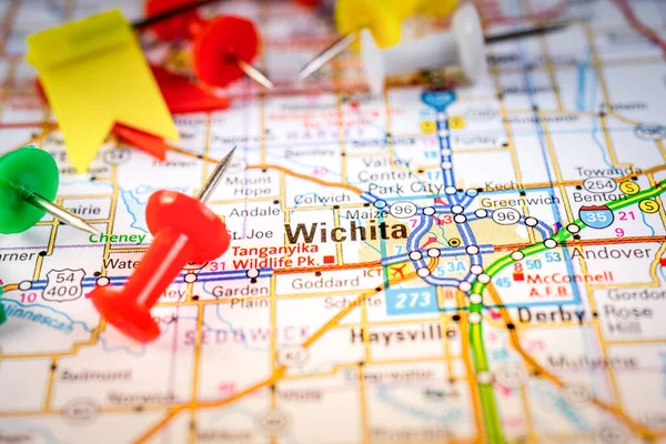 Wichita Usa Map Travel Background — стокове фото