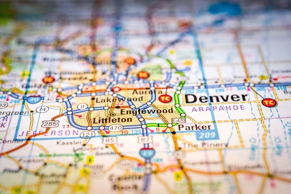 Denver Eua Mapa Viagem Fundo — Fotografia de Stock