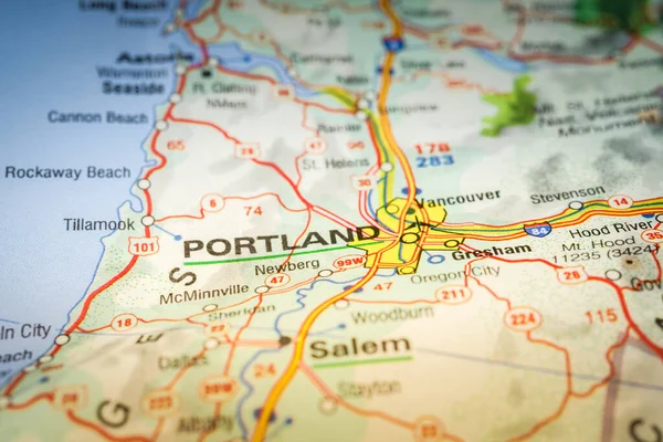 Portland Harita Üzerinde — Stok fotoğraf