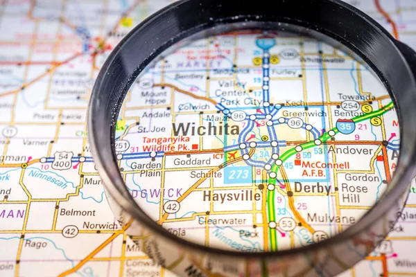 Wichita Usa Map Travel Background — стокове фото