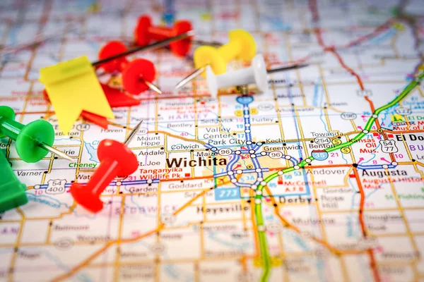 Wichita Usa Harita Seyahat Arkaplanı — Stok fotoğraf