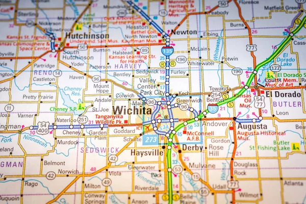 Wichita USA map travel background