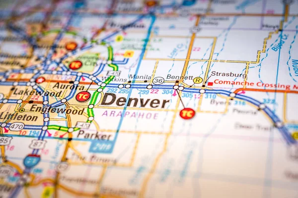 Denver Eua Mapa Viagem Fundo — Fotografia de Stock