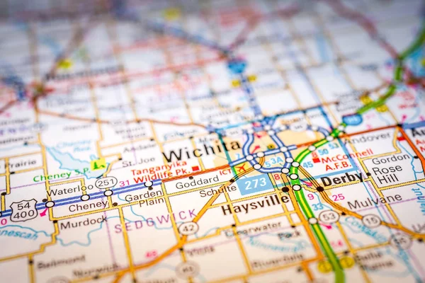 Wichita Usa Map Travel Background — стокове фото