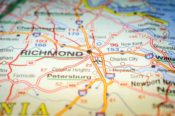 Richmond Mapa Fondo Viaje — Foto de Stock