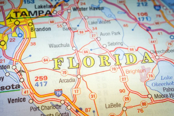 Карта Штата Флорида Фоне Сша — стоковое фото