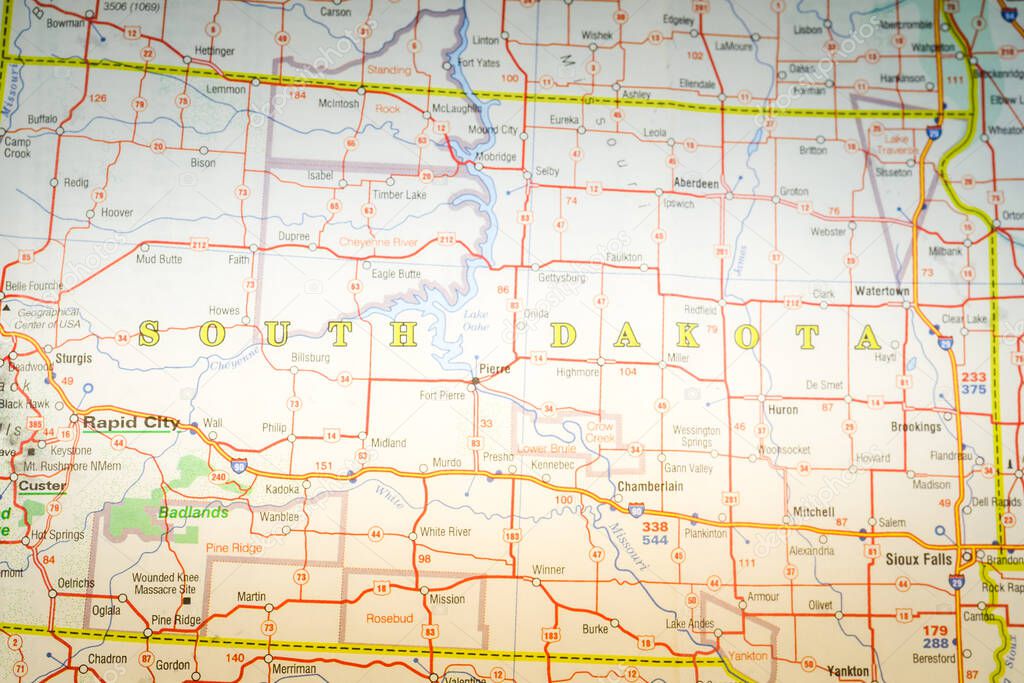 South Dakota state on the map