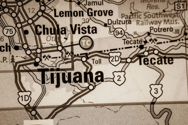 Tijuana Usa Map Travel Background — Stockfoto