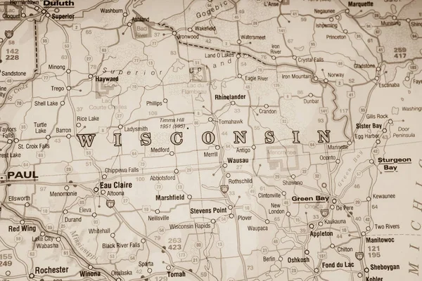 Wisconsin Interaktív Térképen — Stock Fotó