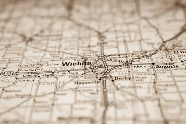 Wichita Usa Mapa Fondo Viaje — Foto de Stock