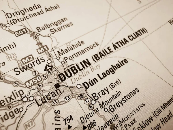 Dublin on a road map of Europe