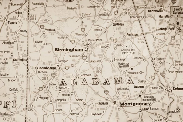 アラバマ州地図上で — ストック写真