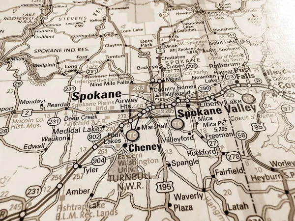 Spokane Mapie Usa — Zdjęcie stockowe