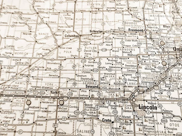 Lincoln Mapě Usa — Stock fotografie