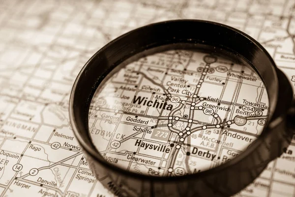 Wichita Eua Mapa Viagem Fundo — Fotografia de Stock