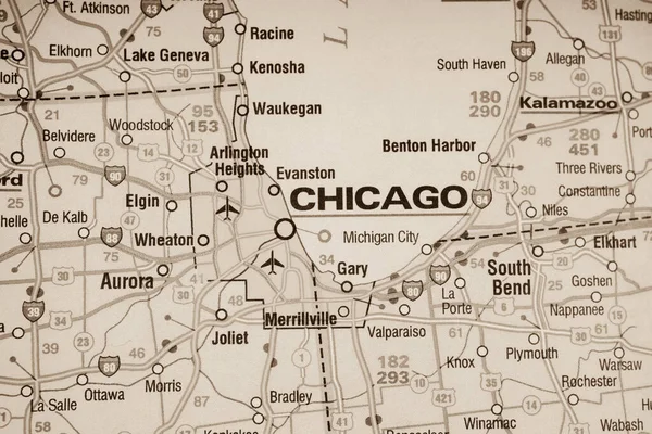 Chicago Térképén — Stock Fotó