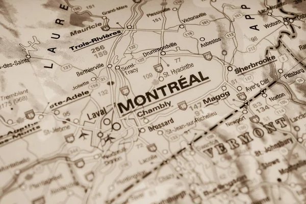 Montreal Sulla Mappa Canada — Foto Stock