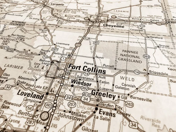 Fort Collins Usa Mapa Pozadí — Stock fotografie