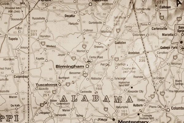 Alabama Auf Der Karte — Stockfoto