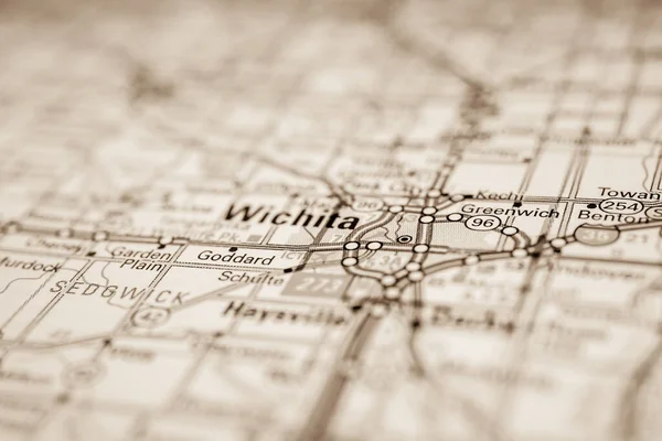 Wichita Usa Mapa Fondo Viaje — Foto de Stock